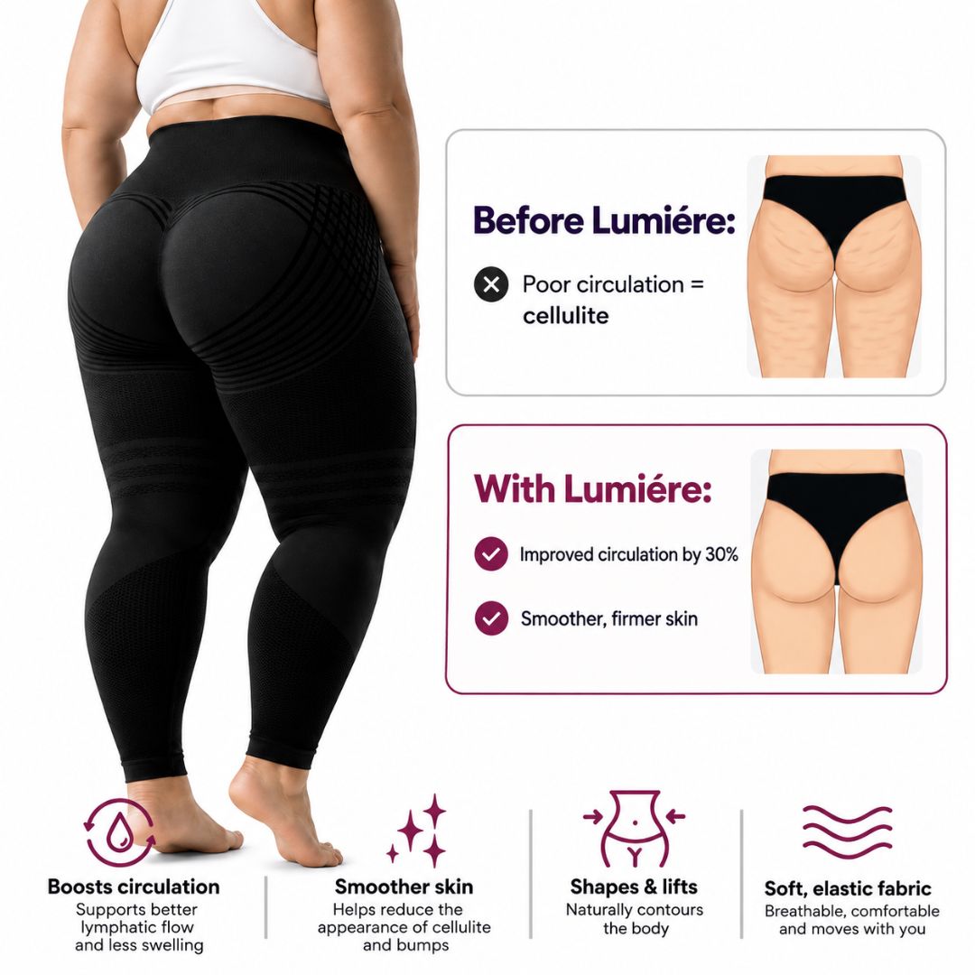Before and after wearing Lumière Sculpting Leggings
